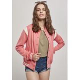 Urban Classics - Inset Sweat Jacket - College-jas - Palepink/Wit - Aangenaam Sweatmateriaal