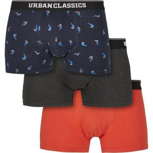 Urban Classics Heren boxershorts Snowman Christmas Boxer, 3-pack kerstonderbroeken voor mannen, maten S - 5XL, Bird Aop+ Boxer Orange + Cha, S