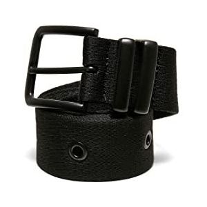 Urban Classics Unisex riem eyelet riem canvas riem voor mannen en vrouwen met versterkte ogen, maten S/M en L/XL, zwart, S/M