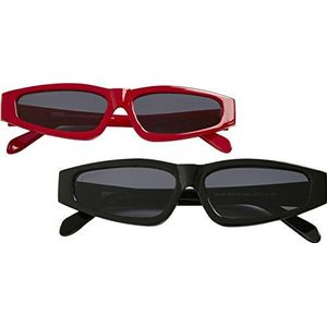 Urban Classics Uniseks zonnebril (set van 2), zwart/zwart/rood/zwart, One Size