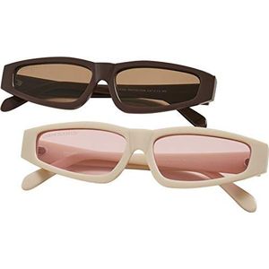 Urban Classics Uniseks zonnebril (set van 2), bruin/bruin + offwhite/pink, One Size