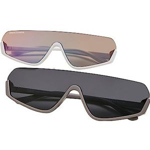 Urban Classics Unisex Sunglasses Spetses 2-pack zonnebril, wit/hollographic & d.grey/zwart, één maat (2 stuks), Wht/Hollographic & D.grey/Blk, One Size