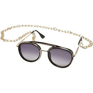 Urban Classics Unisex TB4205C zonnebril Ibiza met ketting zonnebril, zwart/goud, één maat, zwart/goud, One Size