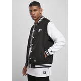 Starter - Black Label - Collegejas - Zwart/Wit - Geborduurd Logo, Sweatmouwen, Drukknoopsluiting