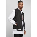 Starter - Black Label - Collegejas - Zwart/Wit - Geborduurd Logo, Sweatmouwen, Drukknoopsluiting