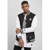 Starter - Black Label - Collegejas - Zwart/Wit - Geborduurd Logo, Sweatmouwen, Drukknoopsluiting