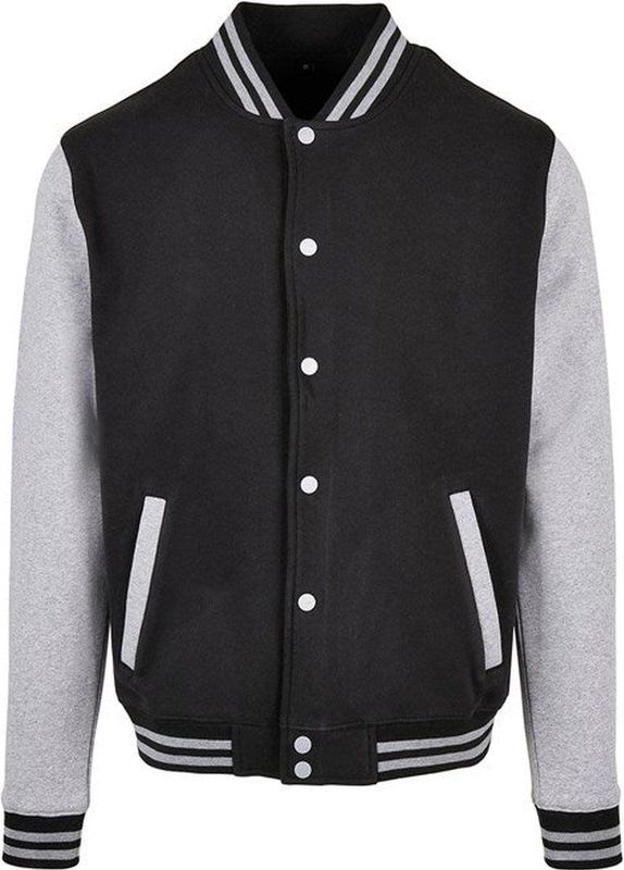 Baseball - Jacket - Zwart - Katoenmix - Geribde Kraag, Regular Fit, Ribgebreide Elementen