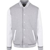 Baseball - Jacket - Grijs - Katoenmix - Geribde Kraag - Regular Fit