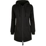Build Your Brand - Ladies Sweat Parka - Jas - Zwart - Katoenmix met Capuchon en Kangoeroezak