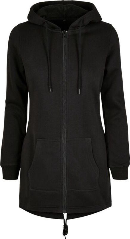 Build Your Brand - Ladies Sweat Parka - Jas - Zwart - Katoenmix met Capuchon en Kangoeroezak