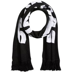 STARTER BLACK LABEL Dames & heren unisex fan sjaal met groot logo opschrift en franjes aan beide uiteinden, lengte ca. 170 cm, breedte ca. 25 cm, zwart / asfalt / wit