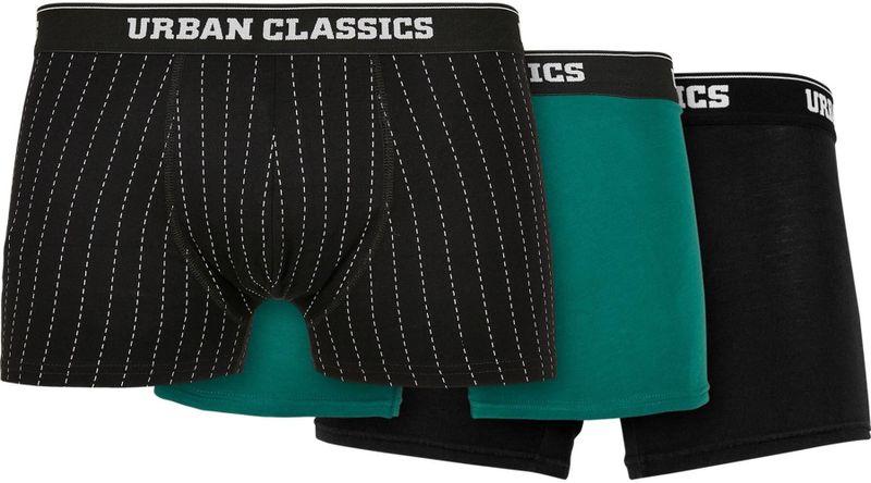Urban Classics boxershort heren, Pinstripe Aop + Black + Treegreen