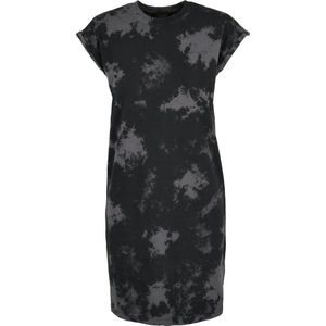Urban Classics - Bleach Dress - Korte Jurk - Zwart/Grijs - 100% Katoen, Batikpatroon