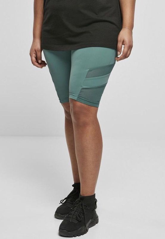 Urban Classics - High Waist Tech Mesh Korte cycle broek - Groen