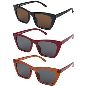 Urban Classics Tilos Uniseks zonnebril, 3 stuks, donkerrood/zwart/oranje