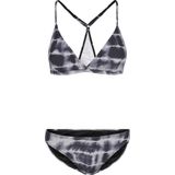 Urban Classics - Tie Dye Triangle Back - Damesbikini - Zwart/Wit - Van Polyamide en Elastaan