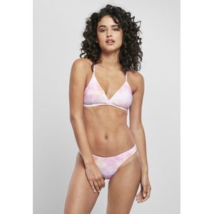 Urban Classics Dames Tie Dye Triangle Back Bikini, Pink Multicolor, XL