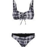Urban Classics - Ladies Lace Up Tie Dye - Bikini Set - Zwart-Wit - 85% Polyamide, 15% Elastaan
