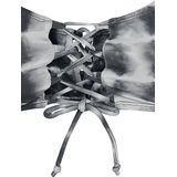 Urban Classics - Ladies Lace Up Tie Dye - Bikini Set - Zwart-Wit - 85% Polyamide, 15% Elastaan