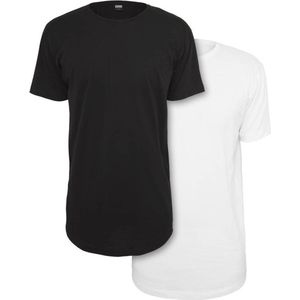 Urban Classics - Pre-Pack Shaped Long Tee - T-shirt - Zwart/Wit - 100% Katoen