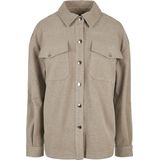 Urban Classics - Blouse - Beige - Klassieke Blouse met Drukknopen en Borstzak