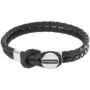 Emporio Armani - EGS2178040 - Armband - Zwart - Gevlochten Leer
