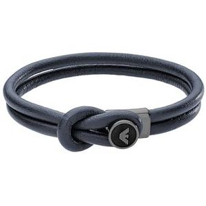 Emporio Armani - Herenarmband - Leer - Roestvrij Staal - Karabijnsluiting