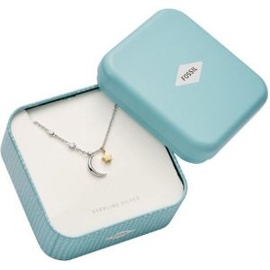 Fossil Kette mit Anhänger Halbmond Sterne, JFS00432998, mit Glasstein