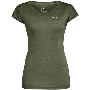 Salewa - Puez Melange Dry - T-Shirt - Dark Olive Melange - 100% Polyester, Sneldrogend