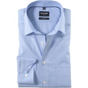 OLYMP - Luxor - Overhemd - Lichtblauw met Wit Geruit - Strijkvrij