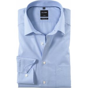 OLYMP - Luxor - Overhemd - Lichtblauw met Wit Geruit - 100% Katoen - Strijkvrij