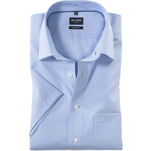 OLYMP - Luxor - Overhemd - Lichtblauw met Wit Geruit - 100% Katoen