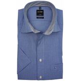 OLYMP - Luxor - Overhemd - Donker Blauw Ruitmotief - 100% Katoen