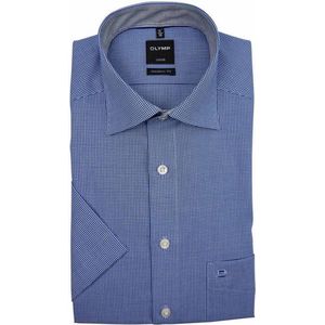 OLYMP - Luxor - Overhemd - Donker Blauw Ruitmotief - 100% Katoen