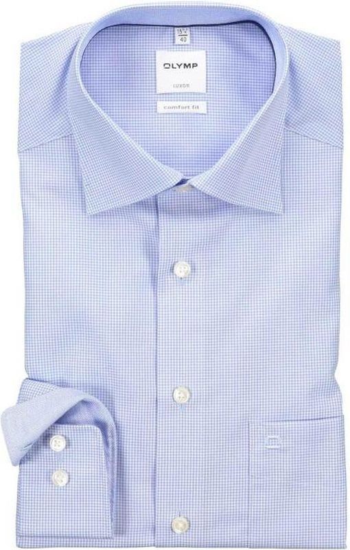 OLYMP Luxor Comfort Fit Hemd Blau Karo - Größe 44