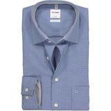 OLYMP - Luxor - Overhemd - Blauw/Wit - 100% Strijkvrij Katoen