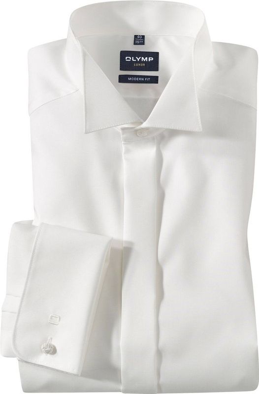 OLYMP Luxor Overhemd - Beige - Mouwlengte 7 - Modern Fit - Popeline