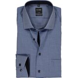OLYMP - Blauw Effen Overhemd - 100% Katoen - Kent Kraag - Lange Mouwen
