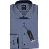 OLYMP - Blauw Effen Overhemd - 100% Katoen - Kent Kraag - Lange Mouwen