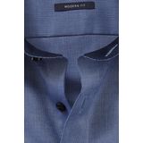 OLYMP - Blauw Effen Overhemd - 100% Katoen - Kent Kraag - Lange Mouwen