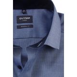 OLYMP - Blauw Effen Overhemd - 100% Katoen - Kent Kraag - Lange Mouwen
