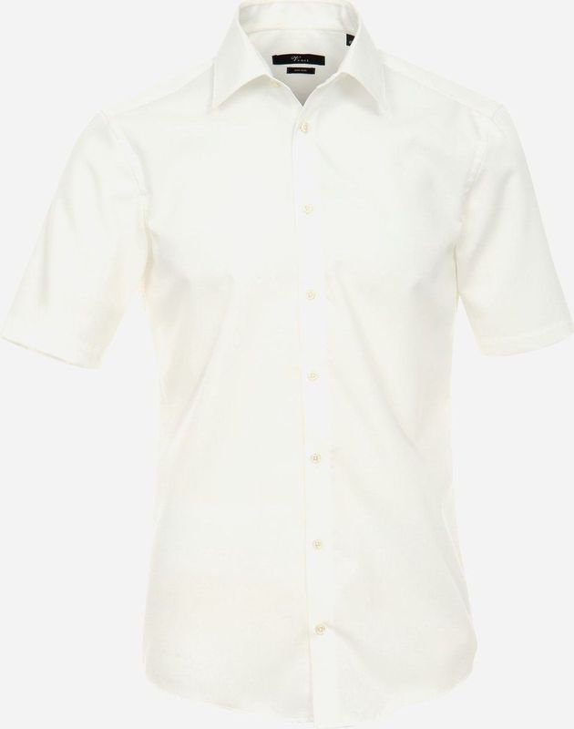 VENTI - Overhemd - Beige - Modern Fit - Korte Mouw - Strijkvrij