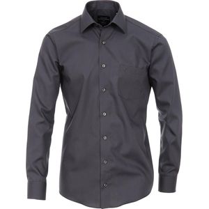 CASA MODA modern fit overhemd - antraciet grijs - Strijkvrij - Boordmaat: 40