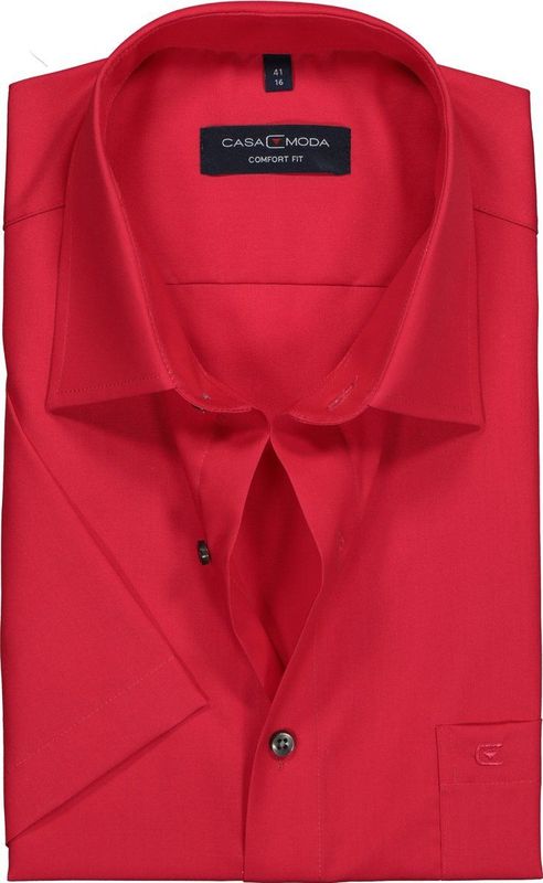CASA MODA - Comfort Fit - Overhemd - Rood - Strijkvrij - Boordmaat: 39