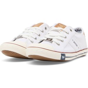 MUSTANG 1099-310-1 Sneakers - Wit - Textiel - Vetersluiting - Platte Hak