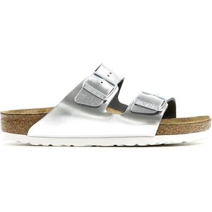 Muiltjes Arizona BIRKENSTOCK. Leer materiaal. Maten 36. Zilver kleur