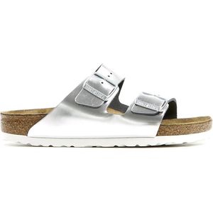 Birkenstock - Dames sandalen en slippers - Arizona W SFB LENA Metallic Silver voor Dames - Maat 38 - Grijs