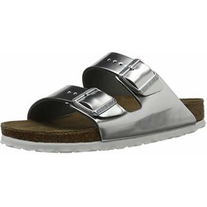 Birkenstock - Dames sandalen en slippers - Arizona W SFB LENA Metallic Silver voor Dames - Maat 39 - Grijs