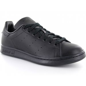 Adidas, Zwarte Leren Sneakers Zwart, unisex, Maat:36 2/3 EU