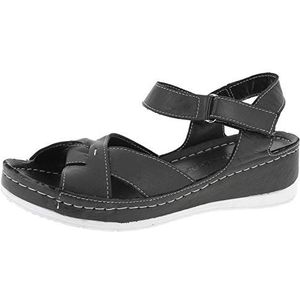 Andrea Conti Dames 0027807 Plateausandalen, Zwart 002